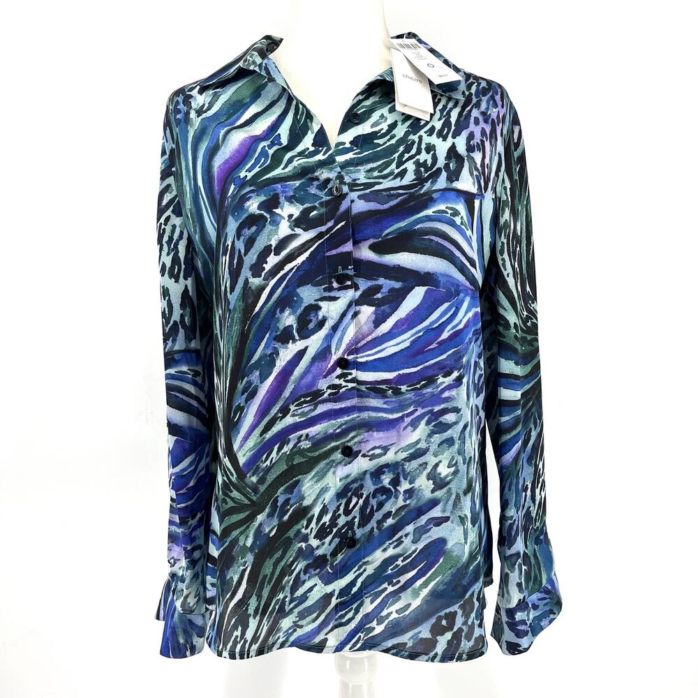 Chico's New with Tags Women's Polyester Blue Blouse Animal  Pop‎ Print Janie (4)